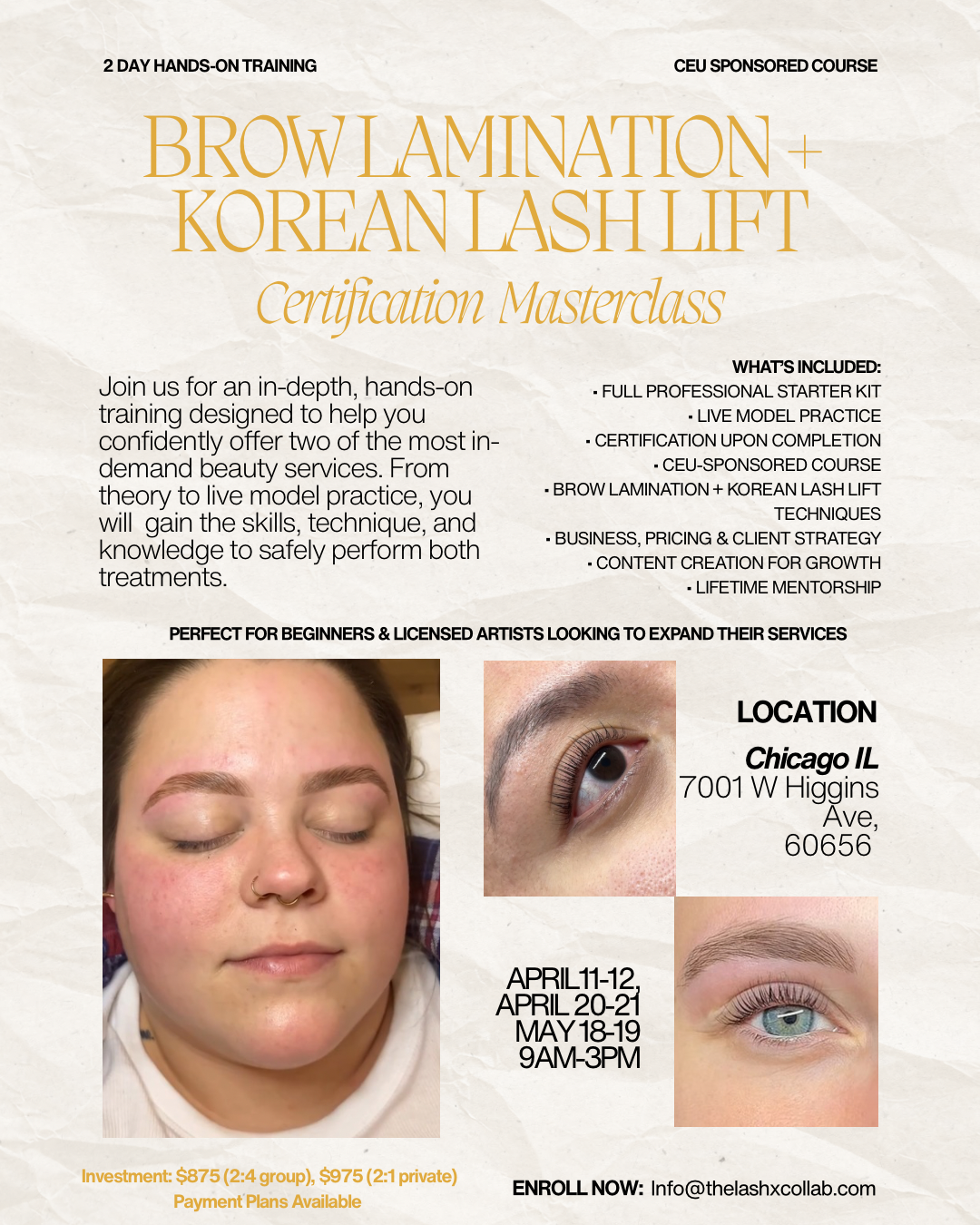 Brow Lamination + Korean Lash Lift Masterclass (Private)